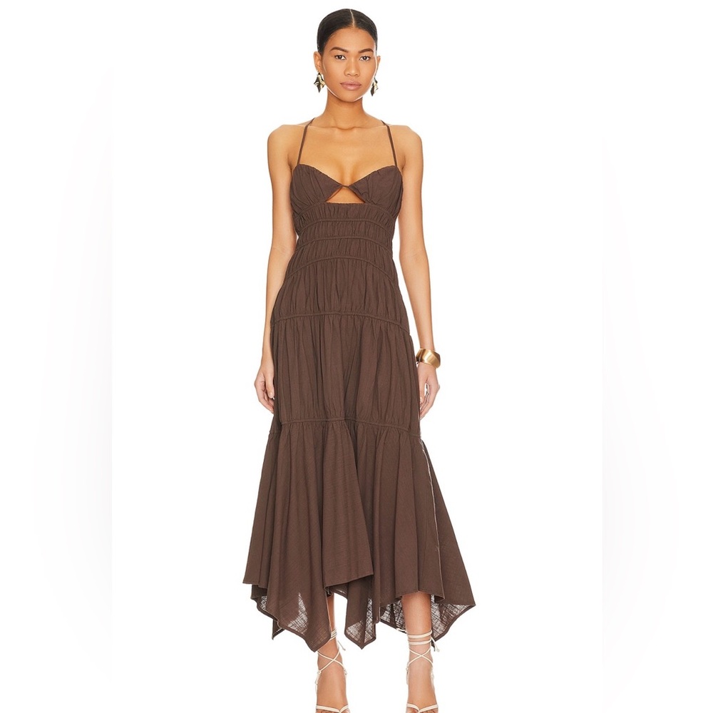New Chic Brown High Low Dress
